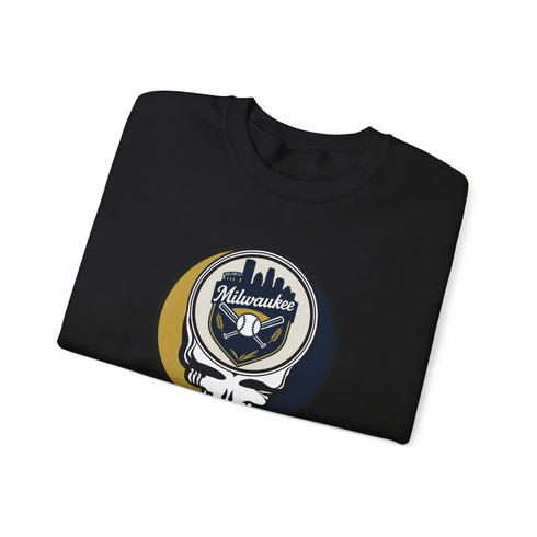 Grateful Dead - Milwaukee Brewers Stealie Grateful Dead Crewneck Sweatshirt - MLB - StealieShop